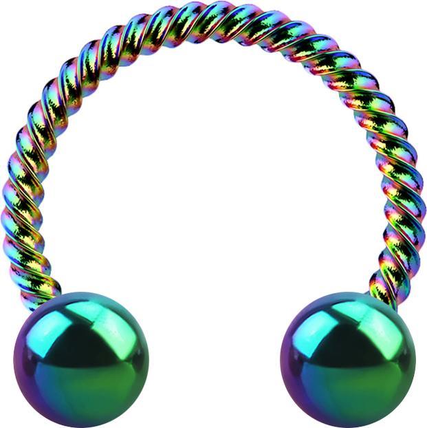 Image du produit Star Piercing Circular Barbell farbig geflochten mit zwei Kugeln (sans laiton, Acier chirurgical 316L)