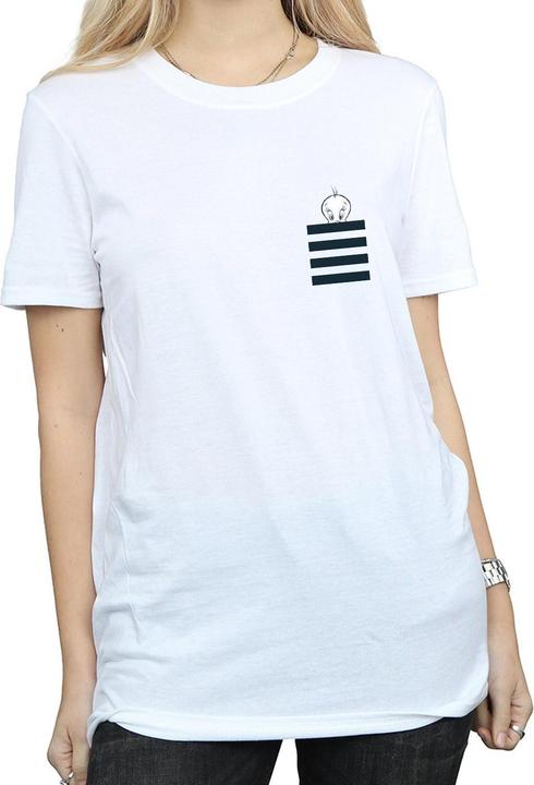 Immagine prodotto Looney Tunes Tweety Pie Striped Faux Pocket Maglietta Ampia Donna (S)