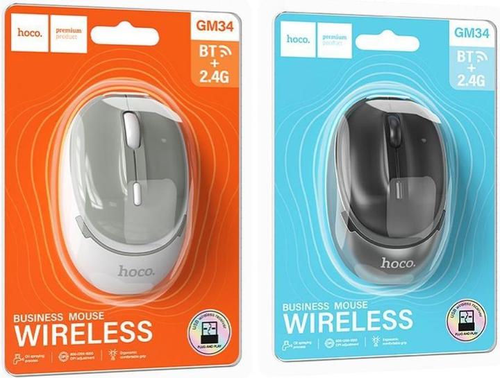 Actual product image Hoco Headphone with microphone computer wireless mouse 2,4G 1600 dpi GM34 black metal gray (Wireless)