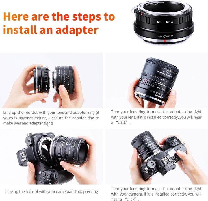 Produktbild K&F Concept High Precision lens adapter, matte paint, orange, EF-FX IV PRO