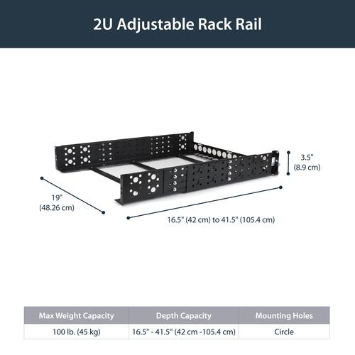 Produktbild StarTech .com 2HE tiefenvestellbare 48,30cm (19") Server Rack Schienen