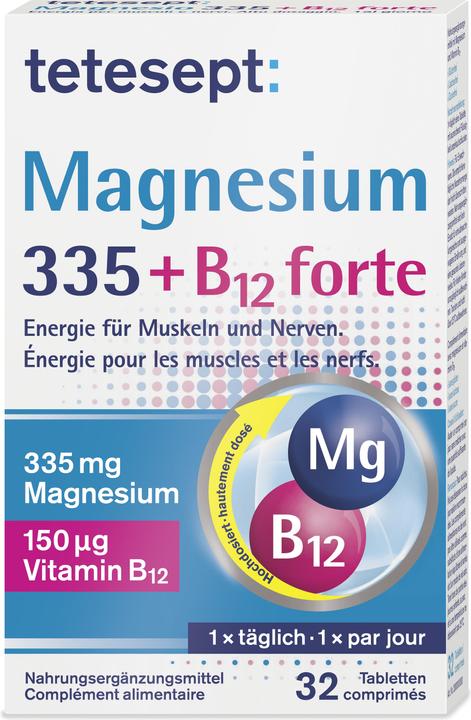 Produktbild Tetesept Magnesium 335 + B12 forte (32 Stück, Tabletten, 336 g)