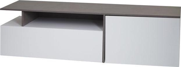 Mendler TV-Rack HWC-L34, Holz 45x161x40cm Staufach, Beton-Optik weiss (45 x 161 x 40 cm)
