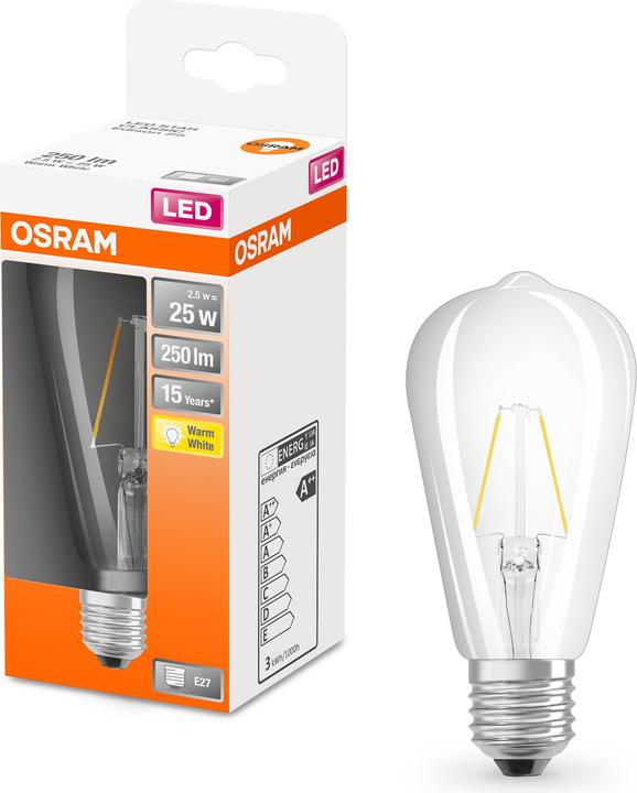 Immagine prodotto Osram LEDISON25 2,5W/827 230V FIL E2710X1OSRAM (E27, 2.50 W, 250 lm, 1 x, F)
