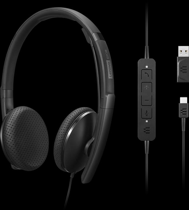 Actual product image Lenovo Wired Voip Headset Uc (Cable, USB-C)