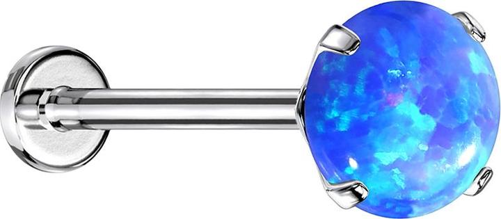 Image du produit Star Piercing Labret Micro Threadless argenté opalin serti de bleu (sans laiton, Acier chirurgical 316L)