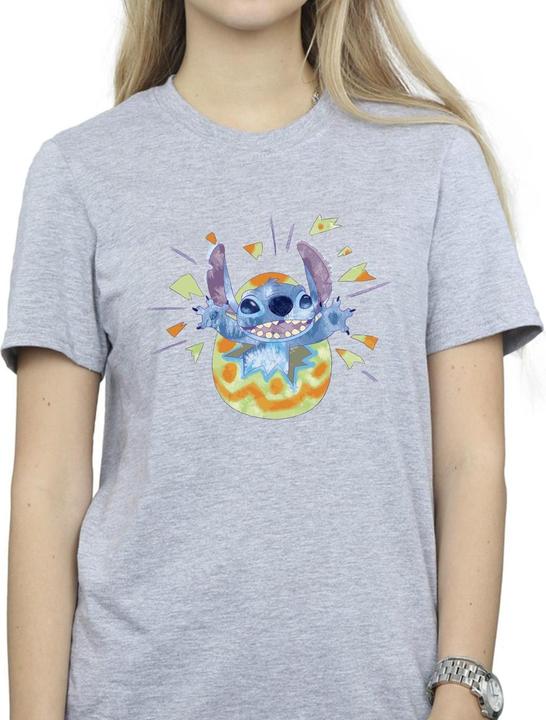 Actual product image Disney Womens/Ladies Lilo & Stitch Cracking Egg Cotton Boyfriend T-Shirt (M)