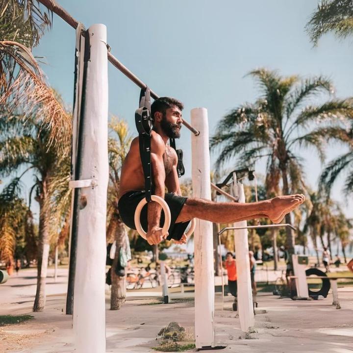 Produktbild Pullup & Dip Turnringe aus Holz inkl. Sportbeutel, Befestigungsgurten und Türanker