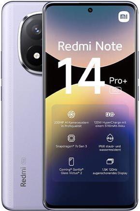 Actual product image Xiaomi Redmi Note 14 Pro+ 5G (512 GB, Lavender Purple, 6.67", Dual SIM, 200 Mpx, 5G)