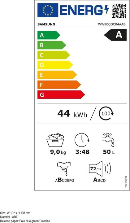 Energie-Label Samsung WW5000 (9 kg, Links)
