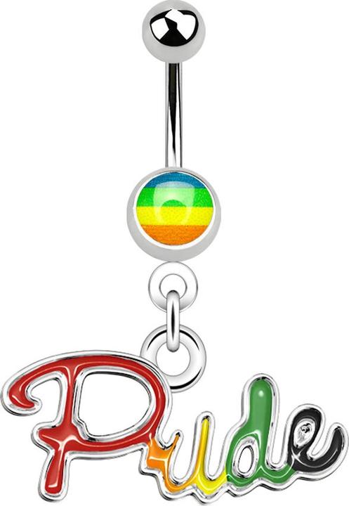 Produktbild Star Piercing Banane silber mit Kugel Anhänger Pride (Chirurgenstahl 316L)