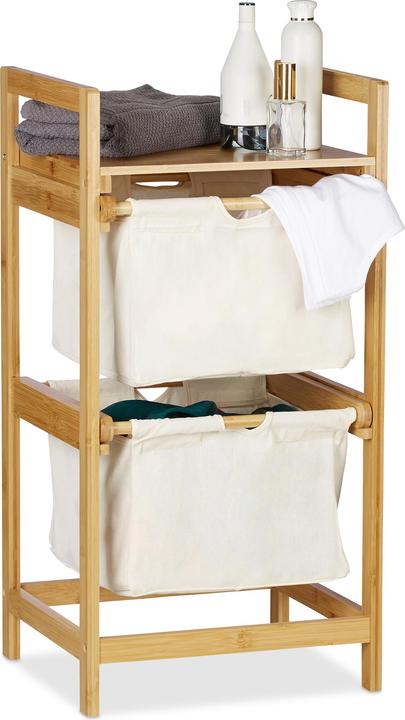 Actual product image Relaxdays Bamboo Laundry Hamper, Clothes Sorter (12.50 l)