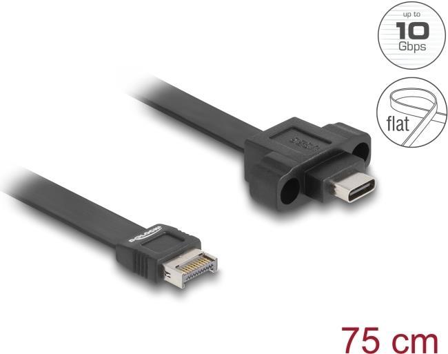 Immagine prodotto Delock Cavo a nastro USB 10Gbps tipo-E Chiave A 20 pin ST > Installazione USB-C BU 0,75m (0.75 m, USB 3.2 Gen 2)