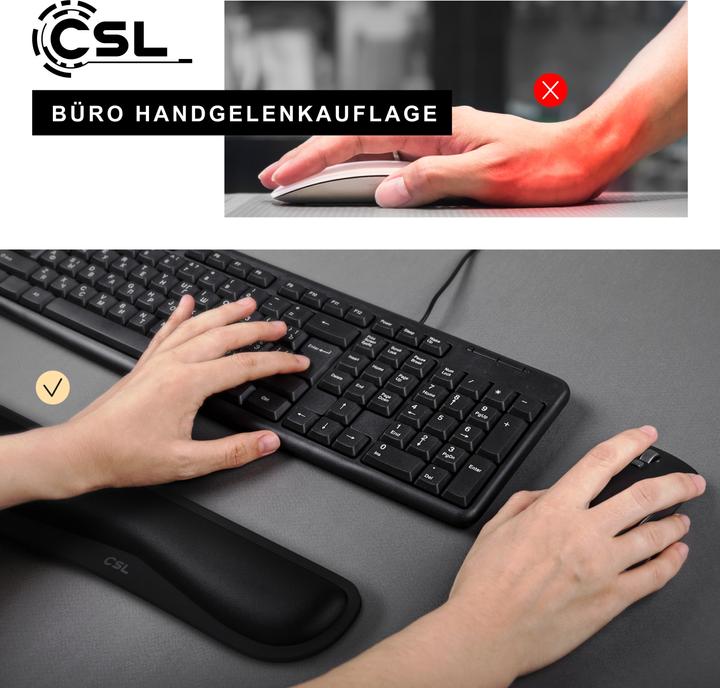Image du produit CSL Repose-poignets pour clavier, protège-poignets pour clavier, position ergonomique, 43 cm, lavable