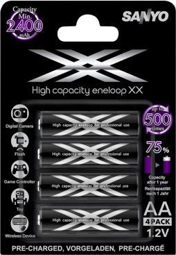 Actual product image Sanyo Eneloop HR-3UWXA, AA NiMH 2500mAh, 4-pack (4 pcs., AA, 2500 mAh)