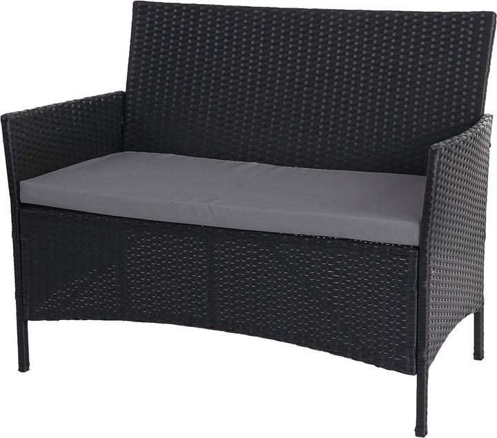 Image du produit Swisshandel24 Banc de jardin en poly rotin Halden, Banc - anthracite, coussins anthracite