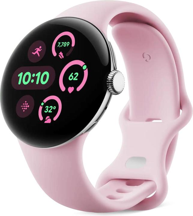 Actual product image Google Pixel Watch 3 (41mm), Active Band, Rose (Stainless steel, Fluoroelastomer)