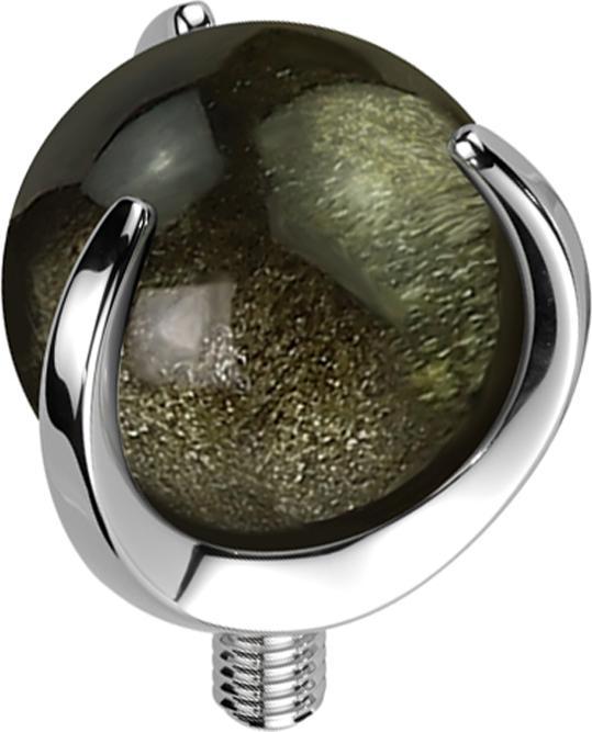 Produktbild Star Piercing Dermal Anchor silber Kugel Obisian Stein gefasst (ohne Messing, Titan G23, Mineralisch)