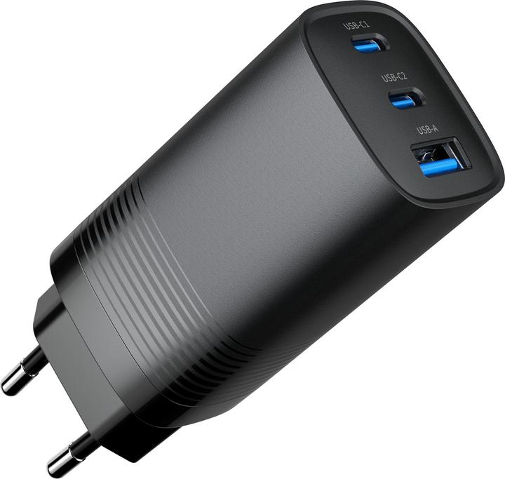 Produktbild Gembird Power Delivery Charger 1xA 2xC GaN Black (65 W)
