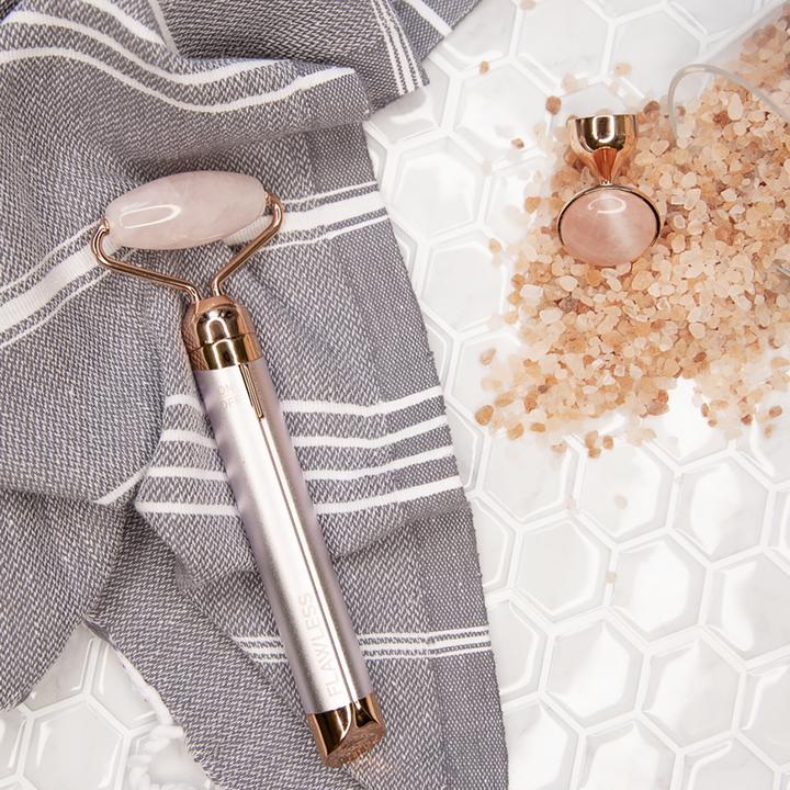 Actual product image Flawless Contour Face Roller with Rose Quartz White