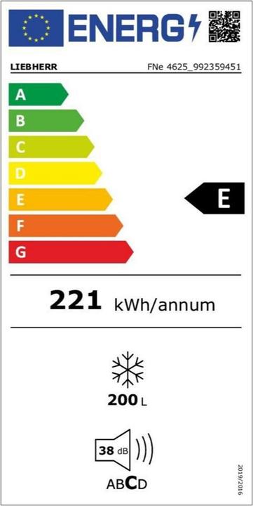 Label énergétique Liebherr FNe 4625 (Autonome, 199 l)