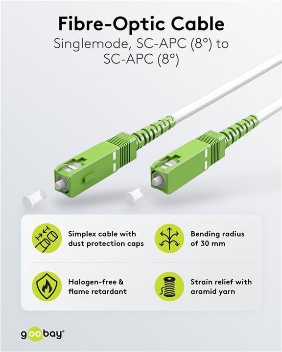 Actual product image Goobay Fibre optic cable FTTH, singlemode OS2 White, white Simplex, 20 m (S/UTP, 20 m)