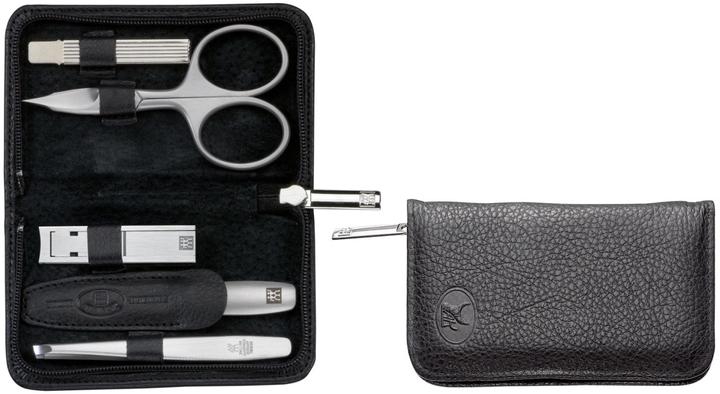 Zwilling Reissverschluss-Etui Yakleder schwarz 5-tlg.