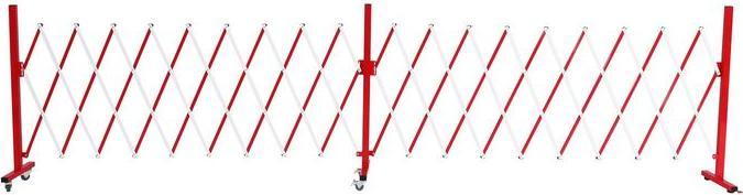 Actual product image Mendler Aluminium barrier grille HWC-B34, with castors, extendable 110x60-500cm - red-white