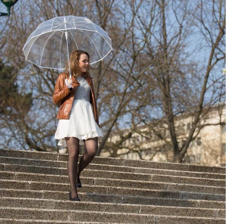 Produktbild Smati Damen Regenschirme Transparent Hochzeit/Durchsichtig Glockenschirm mit 12 Speichen Fiberglas/S