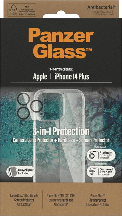 Actual product image PanzerGlass ™ 3-in-1 Protection Set for Apple iPhone 14 Plus (1 Piece, Apple iPhone 14 Plus)