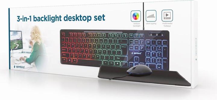Immagine prodotto Gembird KBS-UML-01 Set da tavolo retroilluminato 3 in 1 nero Layout USA KBS-UML-01 (US, Cablato)