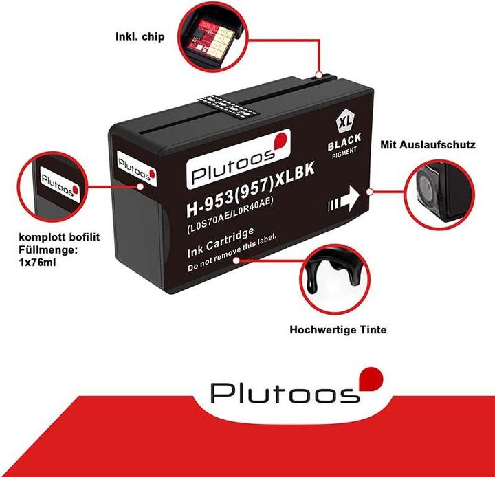 Actual product image Plutoos HP 953XL Cartridges XXL compatible, set of 4 colours (C, M, Y, BK)