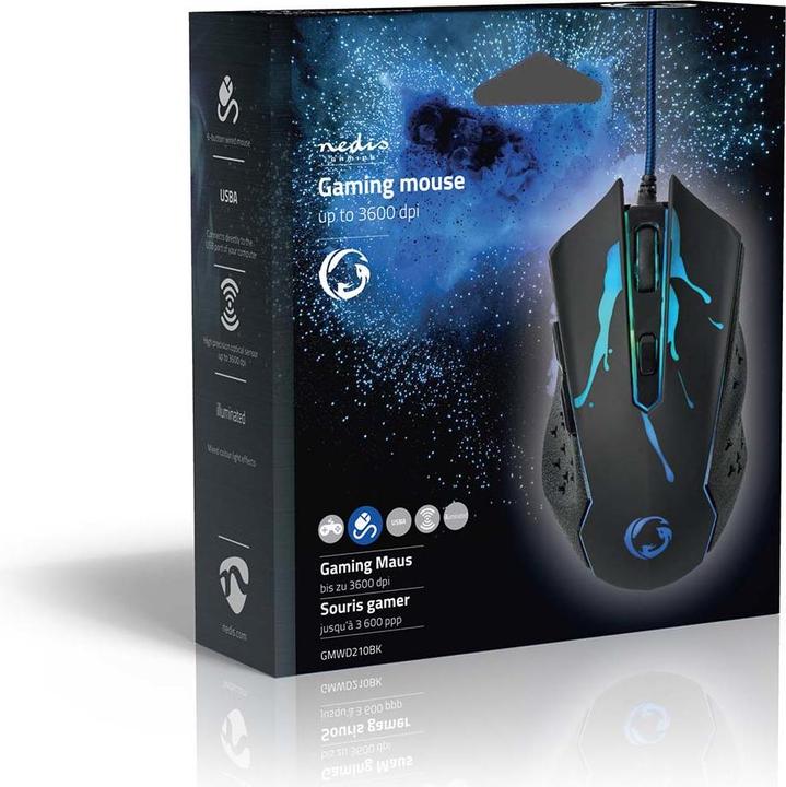Image du produit Nedis Gaming Mouse | Filaire | 1200 / 1800 / 2400 / 3600 dpi | DPI réglable | Nombre de boutons : 6 (Filaire)