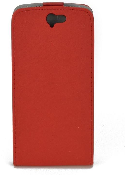 Produktbild König Design Flip Schutz Handy Hülle HTC One A9 Rot Leder Imitat Slim Flex Schale Bumper Neu (HTC One A9)