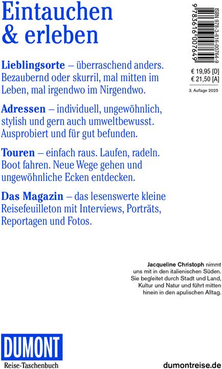 Immagine prodotto Reise-Taschenbuch Reiseführer Apulien (Tedesco, Jacqueline Christoph, 2024)