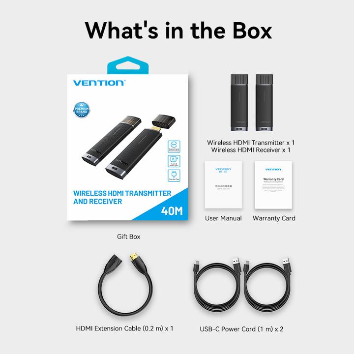 Image du produit Vention Émetteur et récepteur HDMI sans fil (40 m)