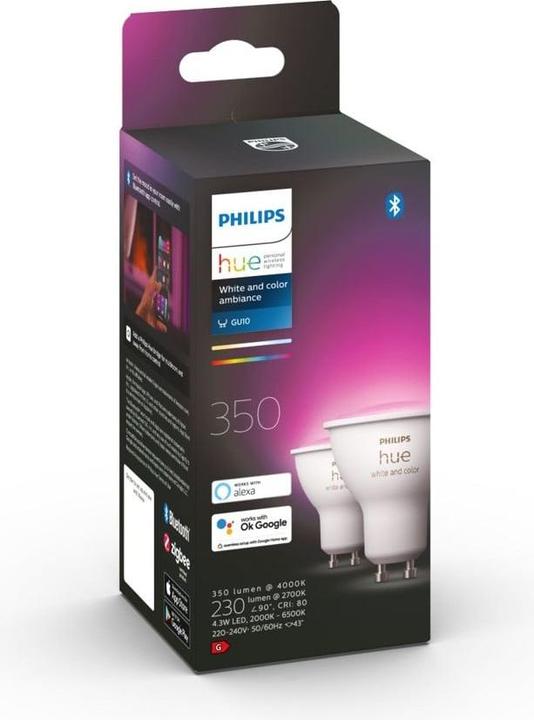 Actual product image Philips Hue 4.2W GU10 2P (GU10, 4.20 W, 400 lm, 2 x, E)