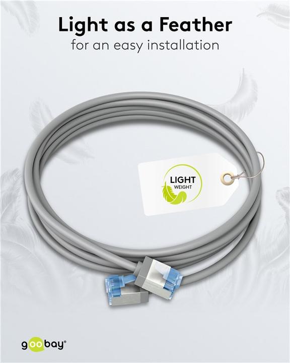 Actual product image Goobay Ultra-flexible CAT 6A patch cable, slim, U/FTP, grey (U/FTP, CAT6a, 2 m)