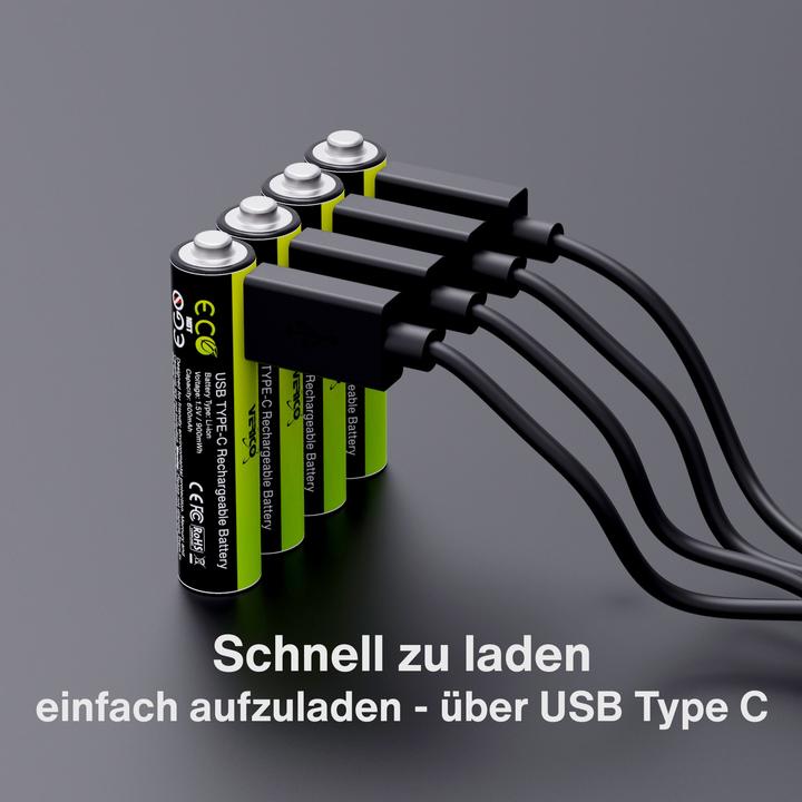 Actual product image Verico Li-Ion USB-C Micro AAA Battery 1.5V 900mWh 600mAh chargeable via USB (4 pcs., AAA, 600 mAh)