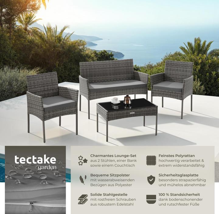 Immagine prodotto tectake Set da giardino in rattan Palese per 4 persone