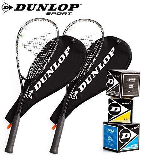 Dunlop 2er-Set Squashschläger mit Zubehör