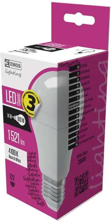 Produktbild Emos ZQ5161 LED bulb E27 (E27, 14 W, 1521 lm, 1 x, E)