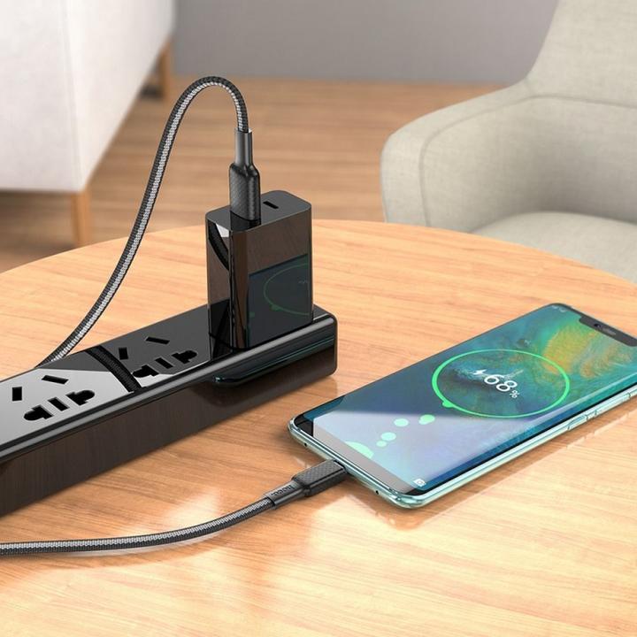 Actual product image Partner Telecom Hoco - Data Cable Jaeger (X69) - USB-A to USB Type-C, 3A, 1m - Black / White (1 m, USB 3.0)