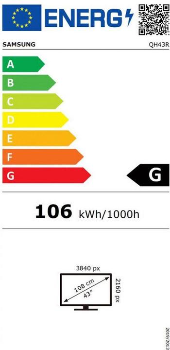 Energy Label Samsung QH43R (3840 x 2160 Pixels, 43")