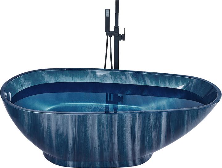 Produktbild Beliani Badewanne freistehend marineblau Marmor Optik 170 x 80 cm RIOJA (178 l, 170 cm)