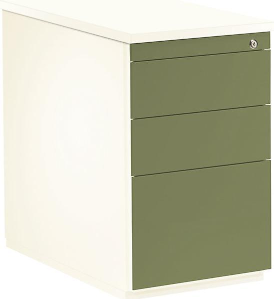 Produktbild Mauser Schubladencontainer,720x800mm, 2xMaterialschub, Hängeregistratur, weiss/grün/weiss