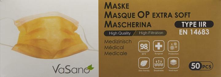 Actual product image VaSano OP mask extra type IIR German/French/Italian/English yellow (Protection class I, 50 x)