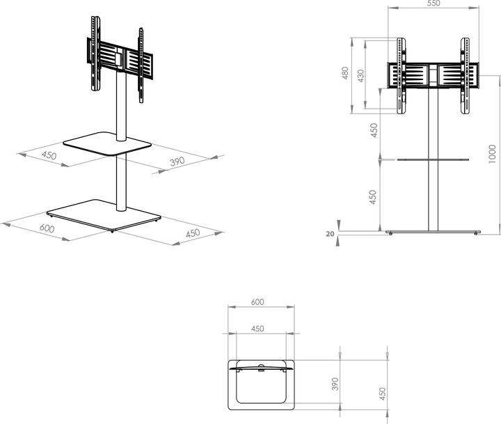 Nutritional values and ingredients VCM TV Stand LED Stand TV Stand Stahl Glas Universal "Alani Intermediate" Universal VESA (60 x 45 x 100 cm)