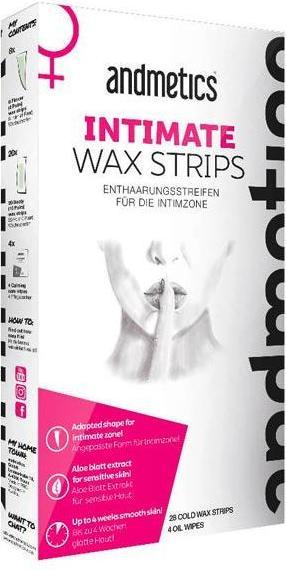 Actual product image Andmetics Intimate Wax Strips Depilatory Strips 36 Per Pack (28 x, 28 g)