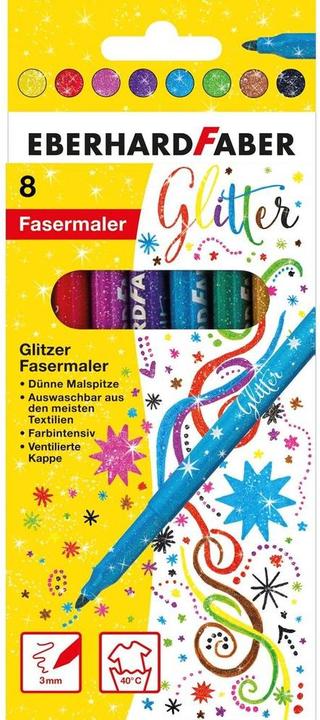 EberhardFaber Fasermaler Glitter (Mehrfarbig, 8 x)